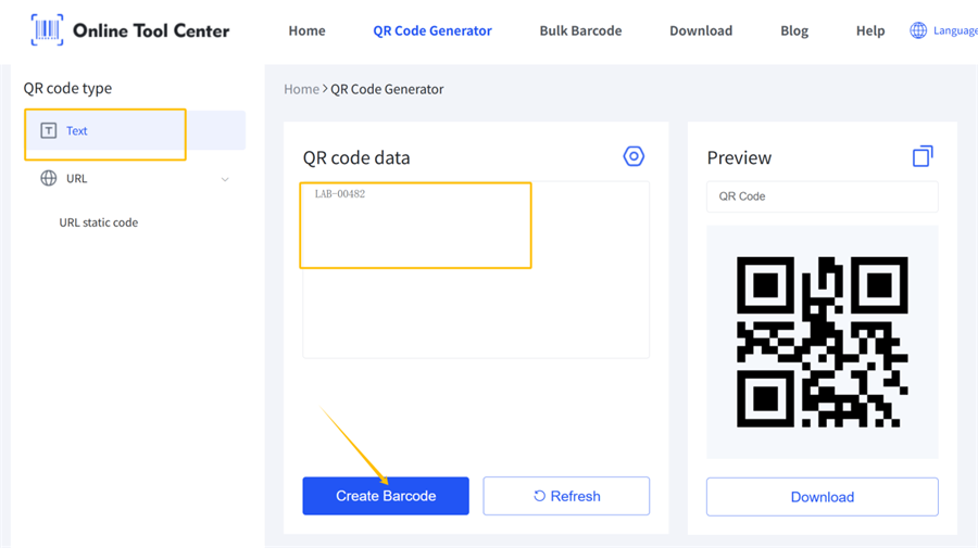 QR कोड में पाठ परिवर्तित करें