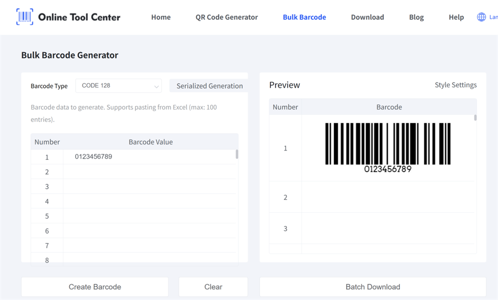 bulk barcode generator थोक बारकोड जनरेटर