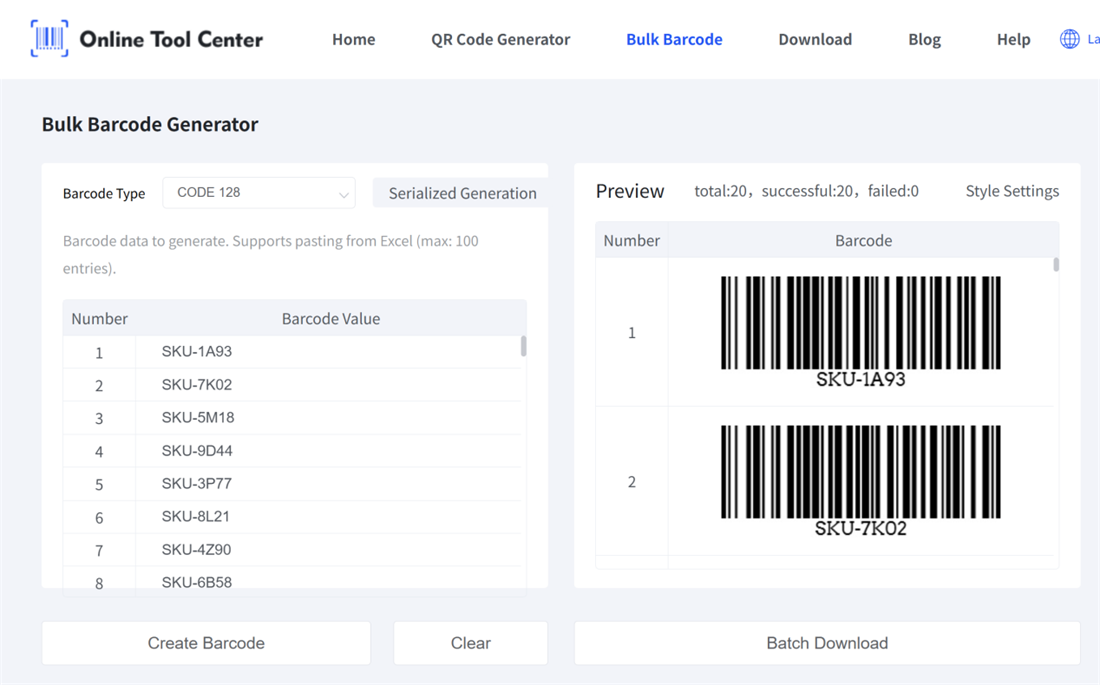 bulk barcode generator थोक बारकोड जनरेटर