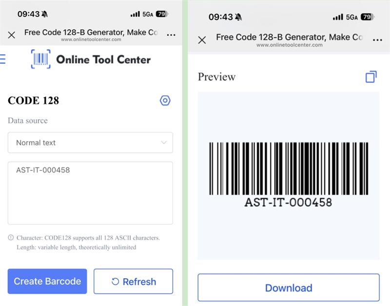 एरेट कोड 128 बारकोड