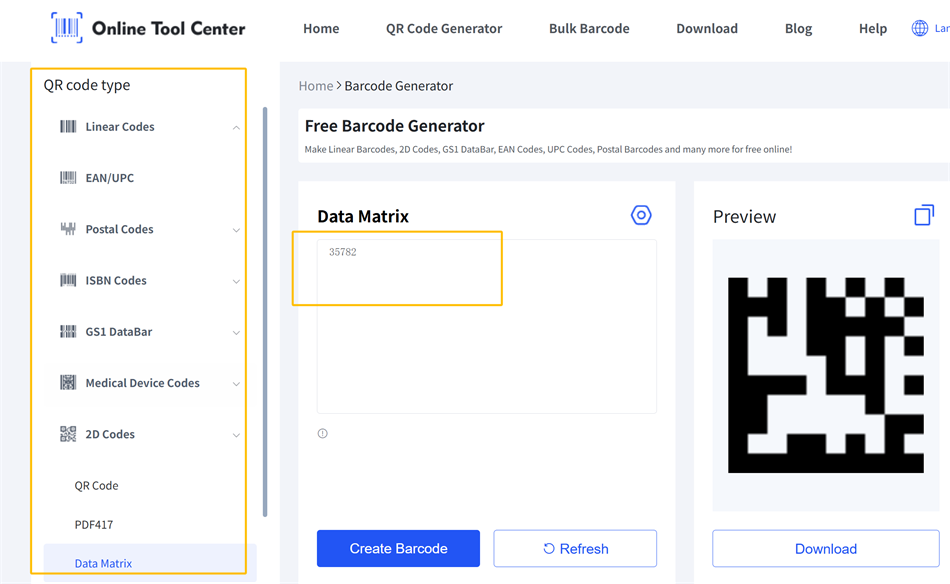 डेटामैट्रिक्स कोड जनरेटर