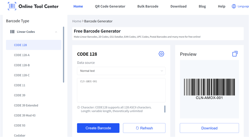erate code 128 code for medical comsumable चिकित्सा comsumable के लिए एरेट कोड 128 कोड