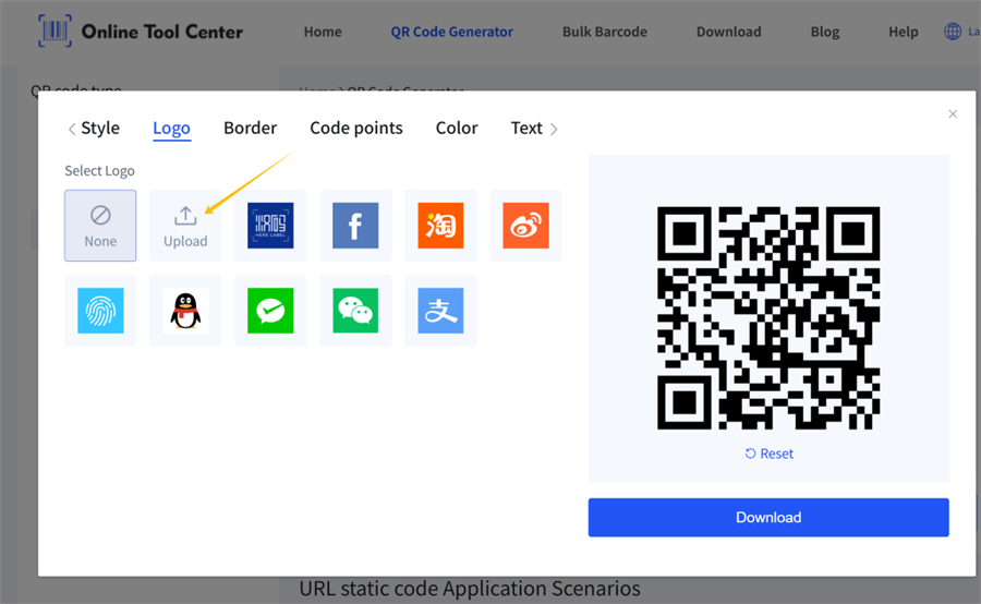 qr कोड जनरेटर में लोगो अपलोड करें