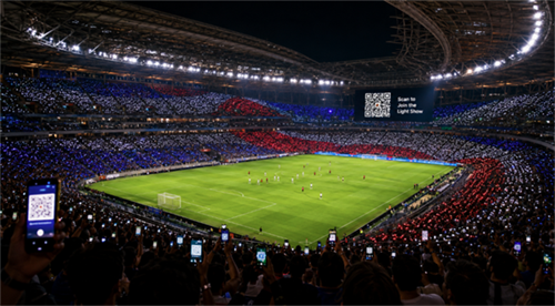 World Cup QR code light show विश्व कप क्यूआर कोड लाइट शो